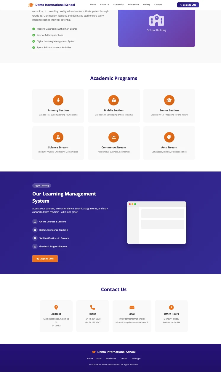 School LMS inner page